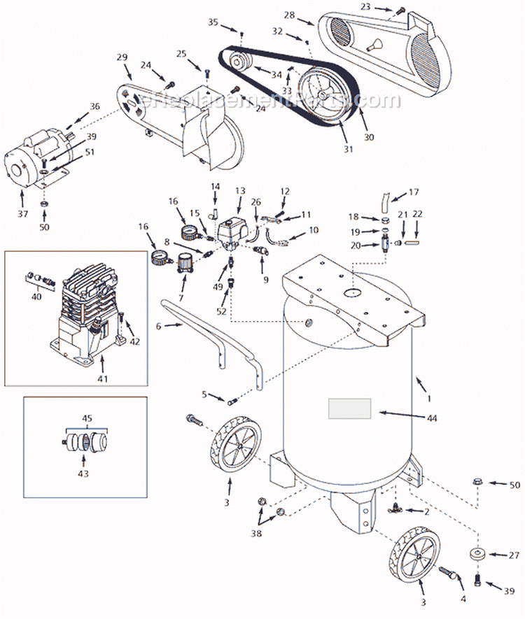 Page A Diagram and Parts List for VT631900 2005 Campbell Hausfeld Compressor